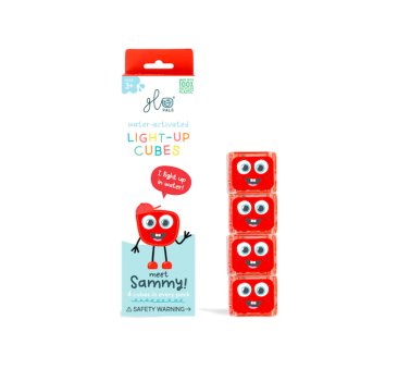 Sammy - Zestaw 4 kostek Sensorycznych Świecących w Wodzie - Kolor Czerwony - Glo Pals