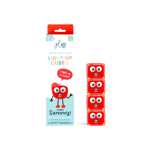 Sammy - Zestaw 4 kostek Sensorycznych Świecących w Wodzie - Kolor Czerwony - Glo Pals