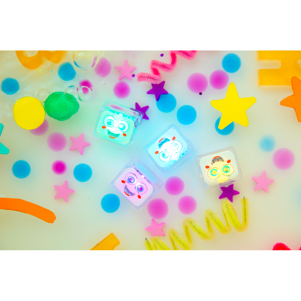 Party Pal - Zestaw 4 kostek Sensorycznych Świecących w Wodzie - Wielokolorowe - Glo Pals