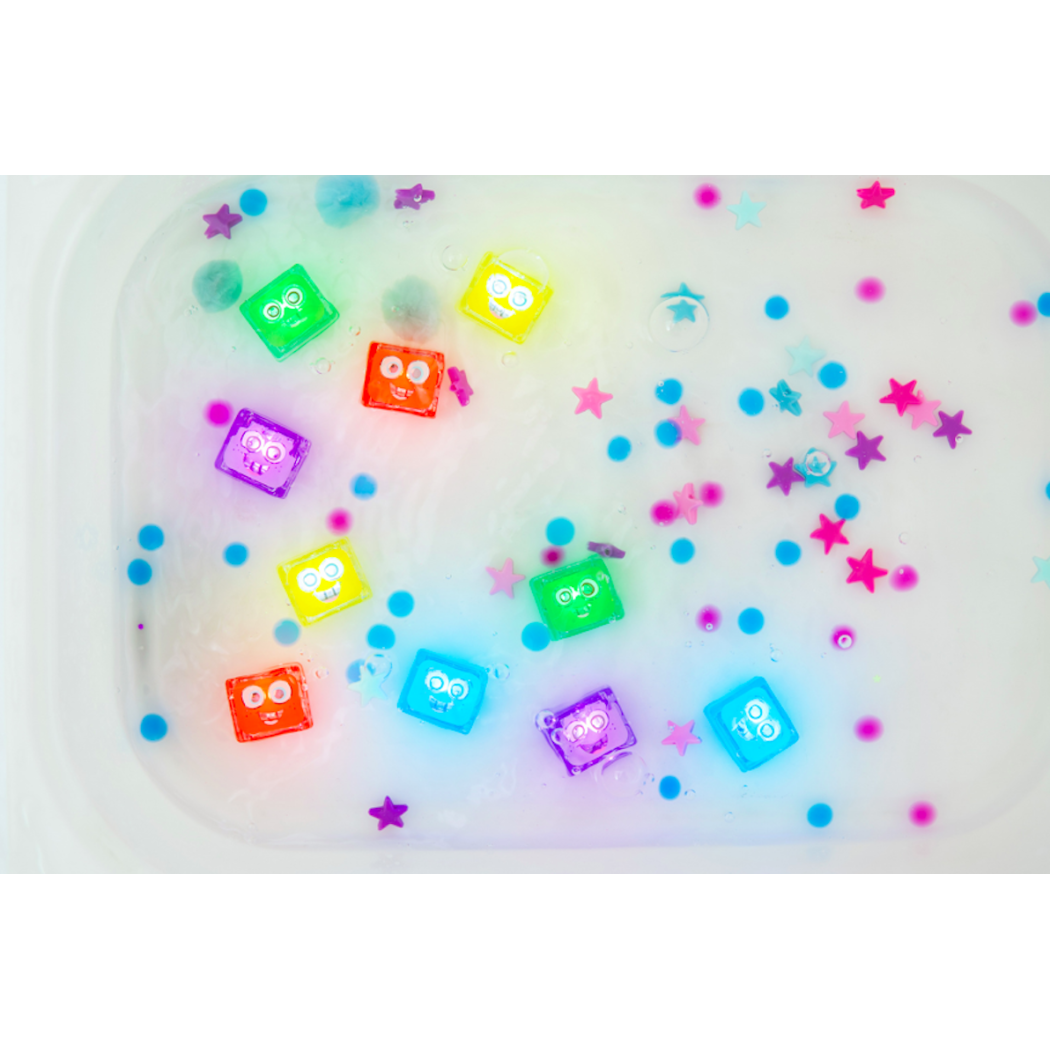 Party Pal - Zestaw 4 kostek Sensorycznych Świecących w Wodzie - Wielokolorowe - Glo Pals