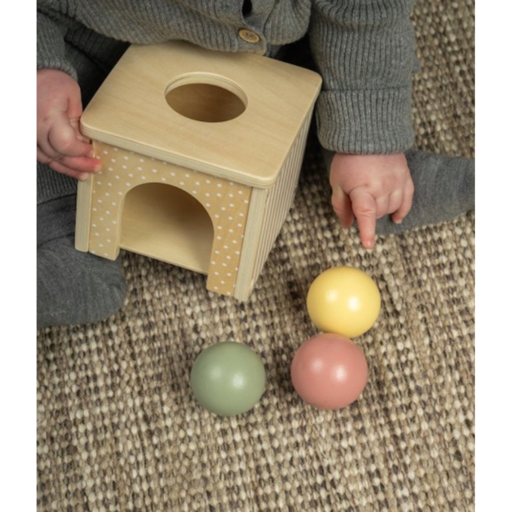 Edukacyjne Pudełko 6-12 mcy - Pięć Drewnianych Zabawek Piramida Wbijanka Puzzle Książeczka Zwierzak na Kółkach - JaBaDaBaDo