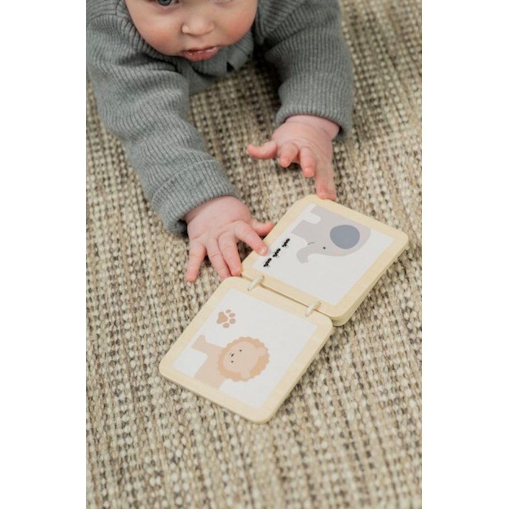 Edukacyjne Pudełko 6-12 mcy - Pięć Drewnianych Zabawek Piramida Wbijanka Puzzle Książeczka Zwierzak na Kółkach - JaBaDaBaDo