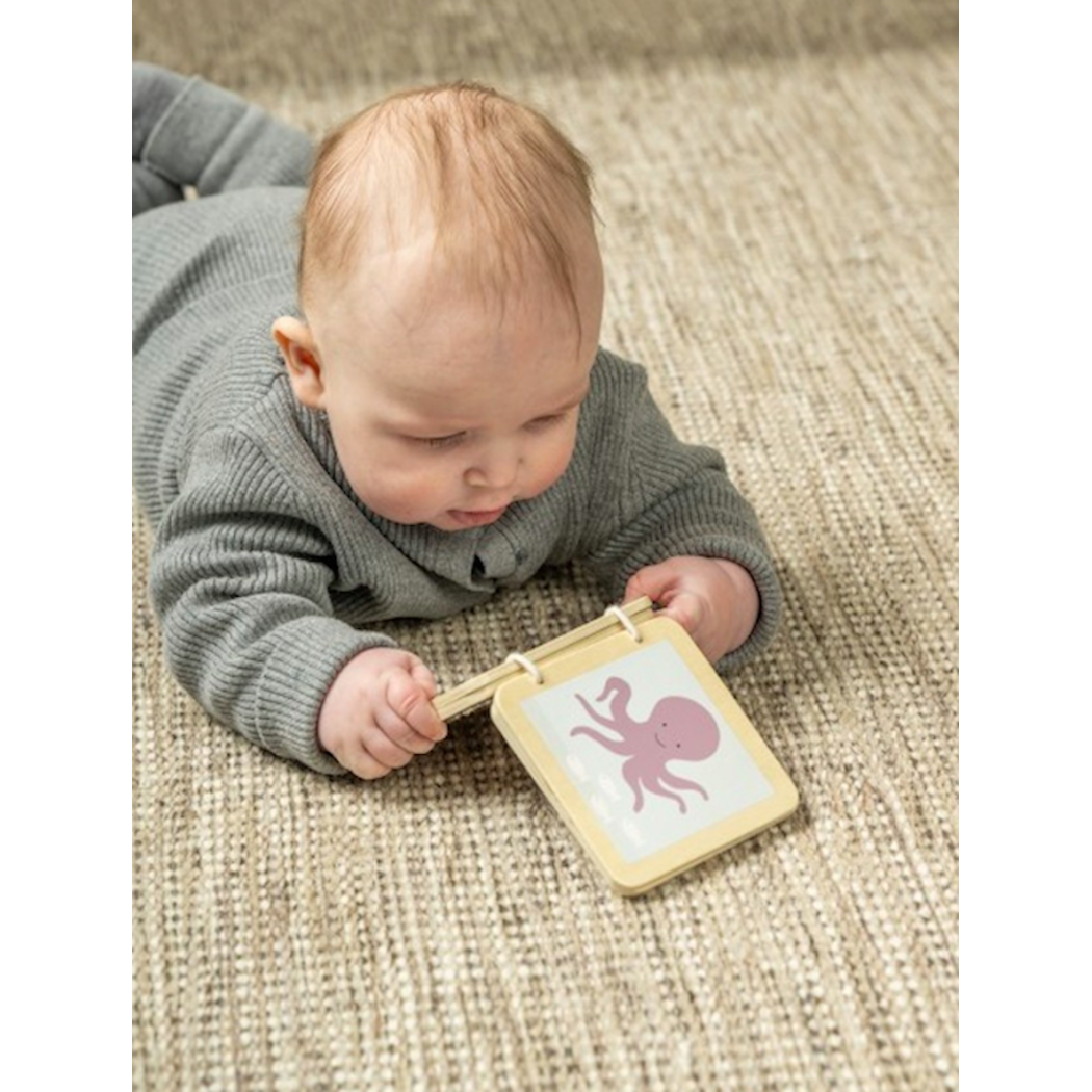 Edukacyjne Pudełko 6-12 mcy - Pięć Drewnianych Zabawek Piramida Wbijanka Puzzle Książeczka Zwierzak na Kółkach - JaBaDaBaDo