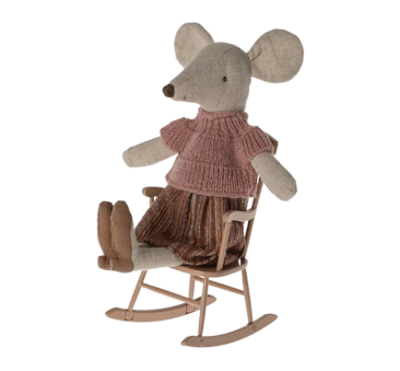 Fotel Bujany Różowy - Rocking Chair Mouse - Dark Powder - Maileg