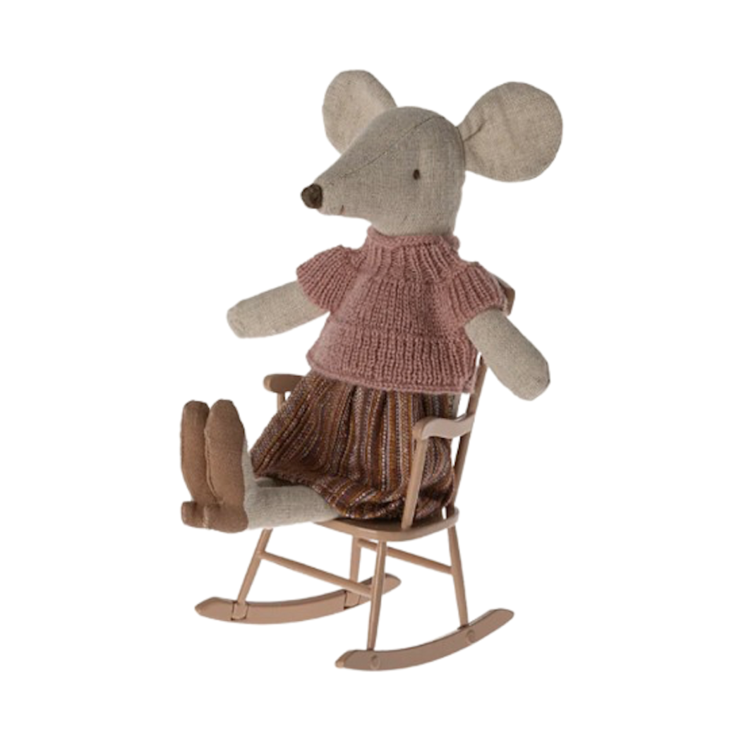 Fotel Bujany Różowy - Rocking Chair Mouse - Dark Powder - Maileg