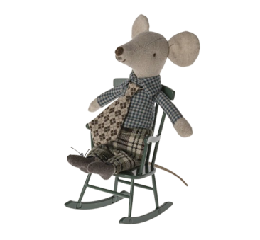 Fotel Bujany Zielony - Rocking Chair Mouse - Dark Green - Maileg