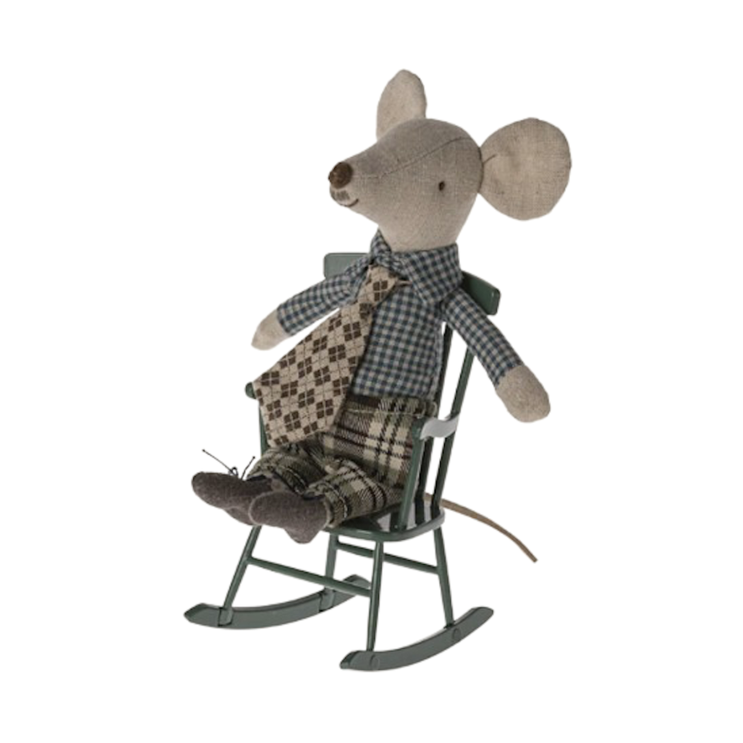Fotel Bujany Zielony - Rocking Chair Mouse - Dark Green - Maileg