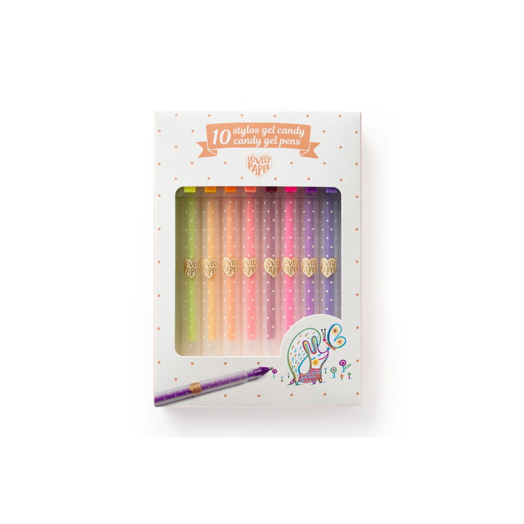 CANDY - Zestaw 10 Długopisów Żelowych - Djeco