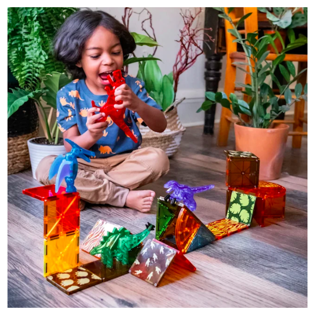 Dino World - Klocki Magnetyczne 40 elementów - Magna-Tiles