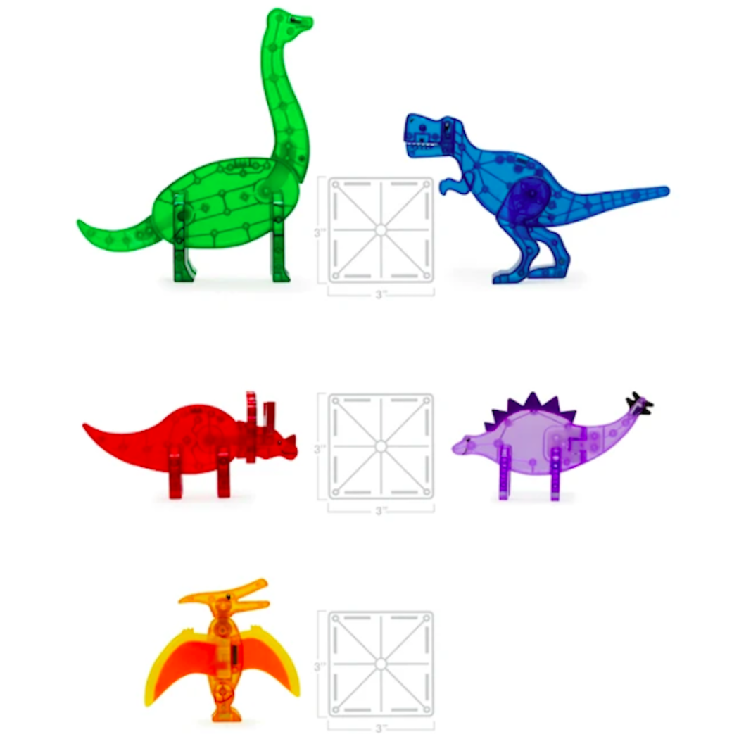 Dino Zestaw - 5 Magnetycznych Figurek Dinozaurów - Magna-Tiles