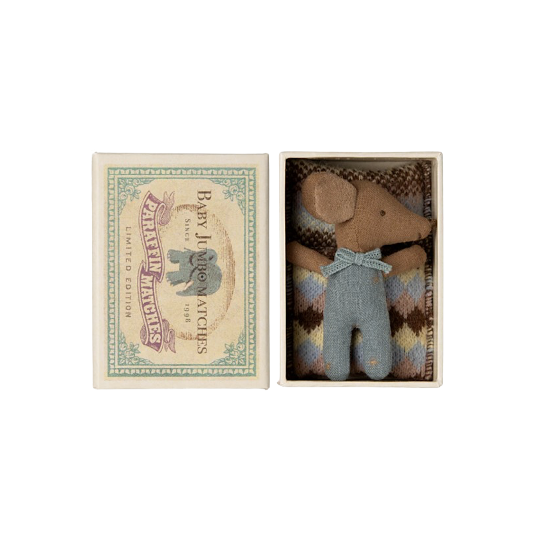 Myszka Dzidziuś Chłopiec - Sleepy Wakey In Box - Blue - Baby Mouse - Maileg