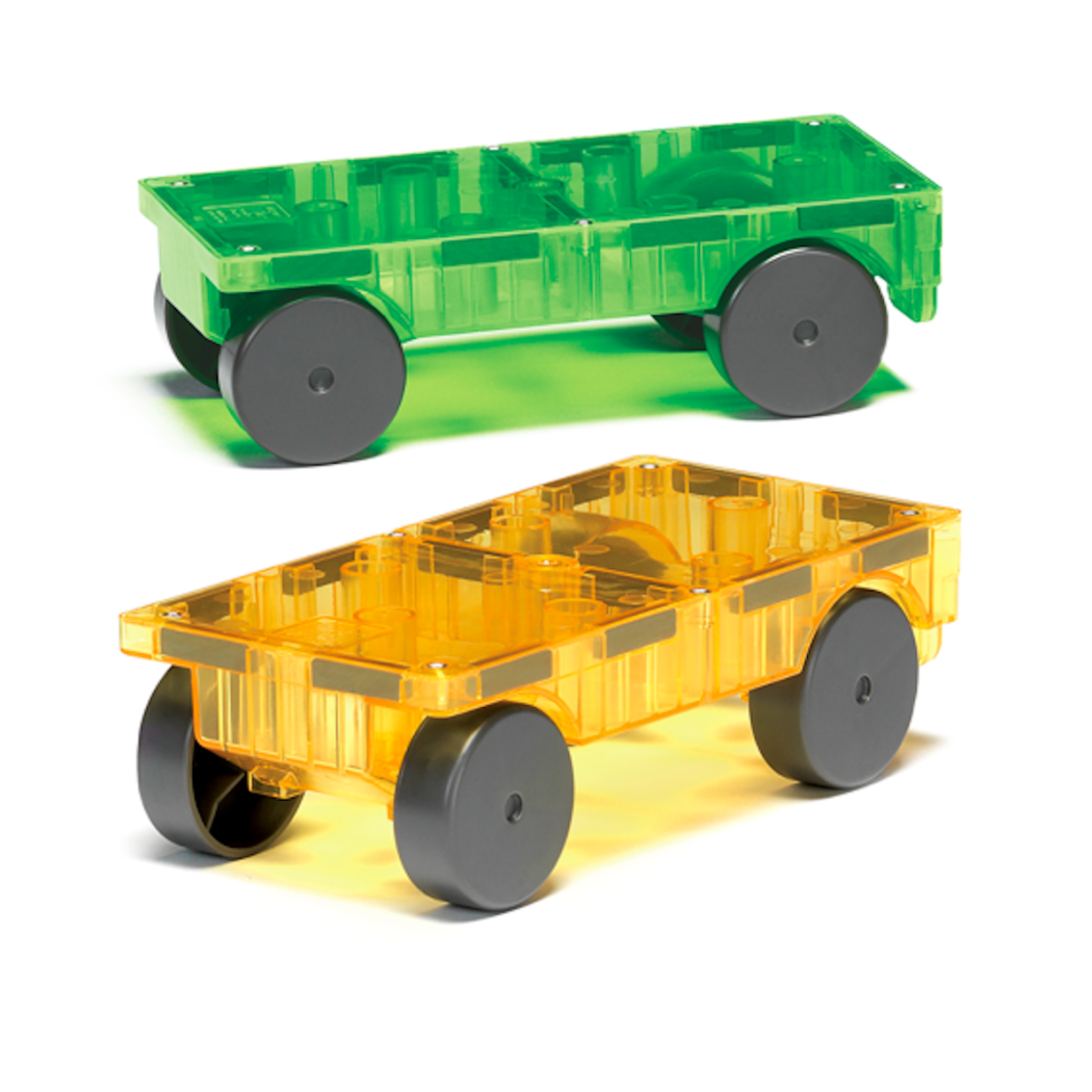 Podwozia - Żółty i Zielony - Zestaw do Rozbudowy Cars - Magna-Tiles