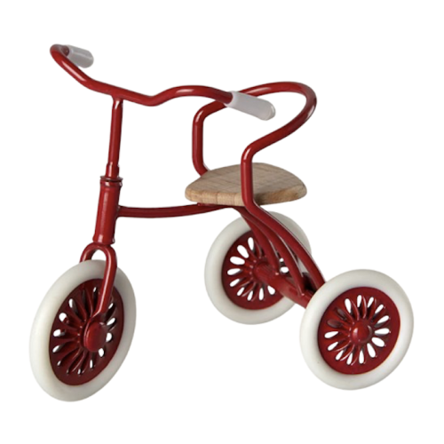 Rowerek - Czerwony - Abri à Tricycle, Mouse - Red - Akcesoria dla Lalek - Maileg
