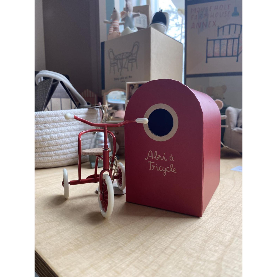 Rowerek - Czerwony - Abri à Tricycle, Mouse - Red - Akcesoria dla Lalek - Maileg
