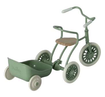 Przyczepka do Roweru - Zielona - Tricycle Hanger Mouse - Green - Akcesoria dla Lalek - Maileg