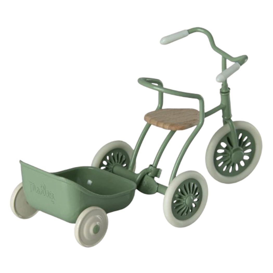 Przyczepka do Roweru - Zielona - Tricycle Hanger Mouse - Green - Akcesoria dla Lalek - Maileg