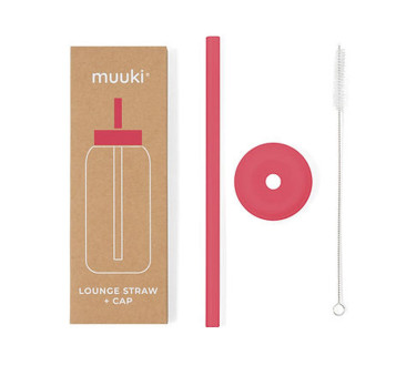 Watermelon - Silikonowa Słomka i Nakładka na Szklaną Butelkę 720 ml - Muuki