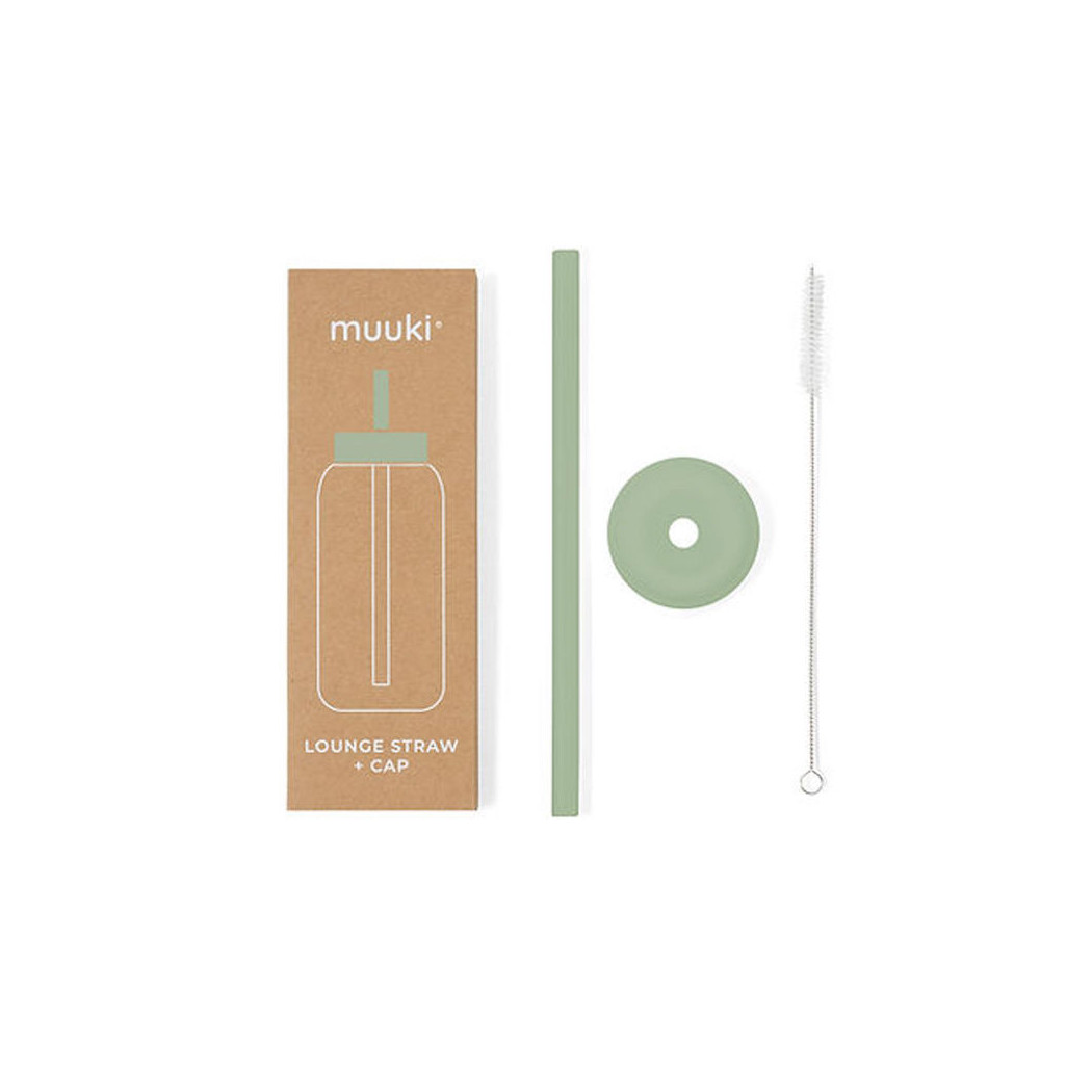 Silver Sage - Silikonowa Słomka i Nakładka na Szklaną Butelkę 720 ml - Muuki
