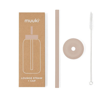 Desert Rose - Silikonowa Słomka i Nakładka na Szklaną Butelkę 720 ml - Muuki