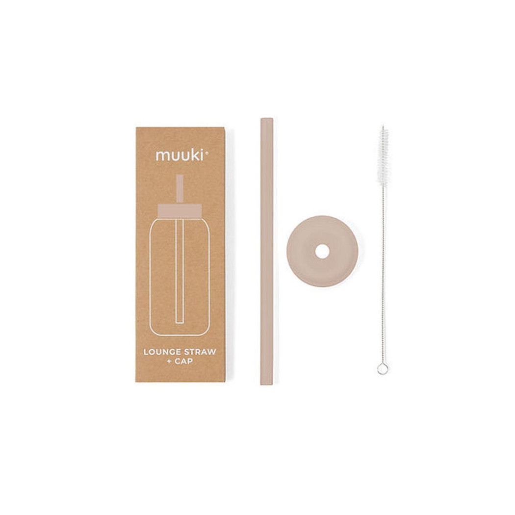 Desert Rose - Silikonowa Słomka i Nakładka na Szklaną Butelkę 720 ml - Muuki