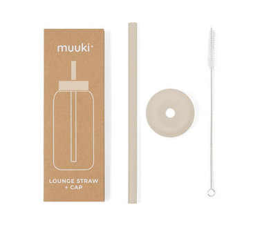 Summer Sand - Silikonowa Słomka i Nakładka na Szklaną Butelkę 720 ml - Muuki