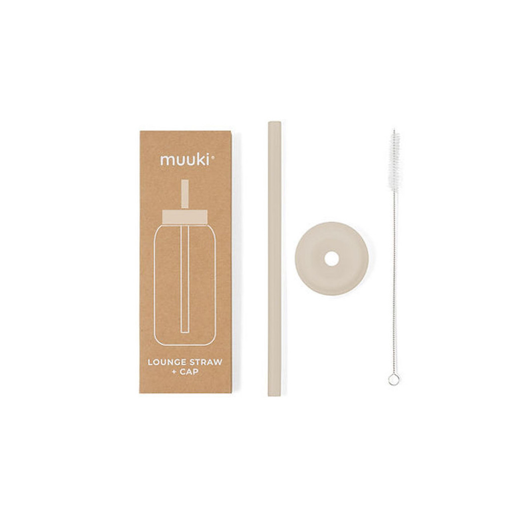 Summer Sand - Silikonowa Słomka i Nakładka na Szklaną Butelkę 720 ml - Muuki