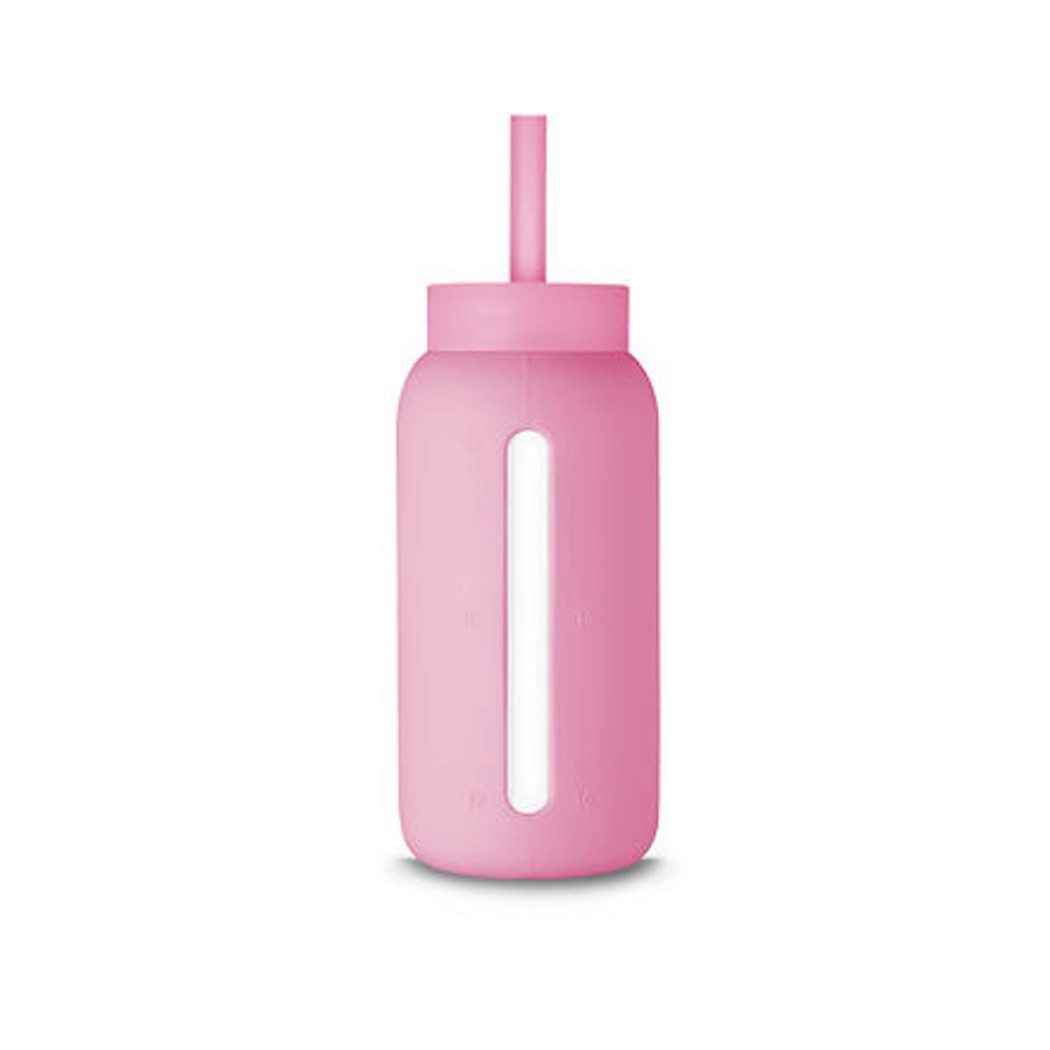 Flamingo Pink - Silikonowa Słomka i Nakładka na Szklaną Butelkę 720 ml - Muuki