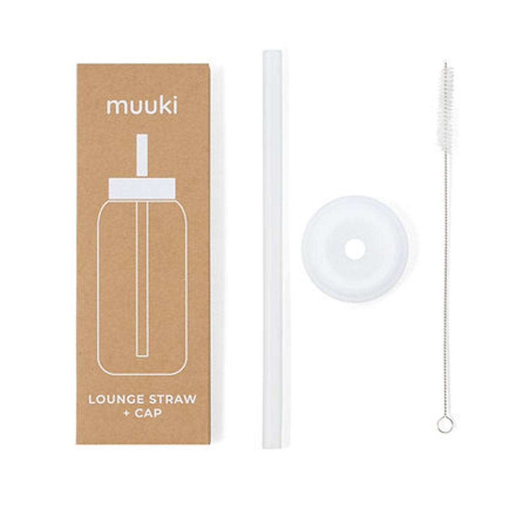 Bezbarwna Silikonowa Słomka i Nakładka na Szklaną Butelkę 720 ml - Muuki