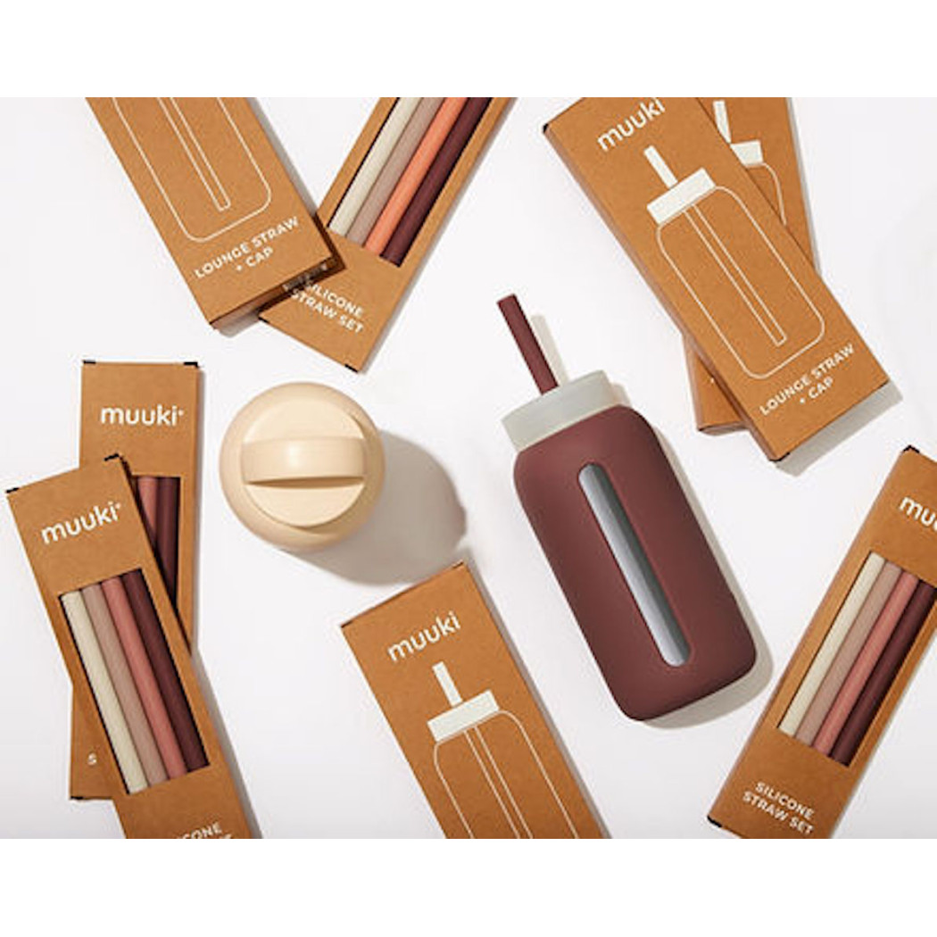 Zestaw 4 Kolorowych Silikonowych Słomek - Do Szklanej Butelki - Muuki