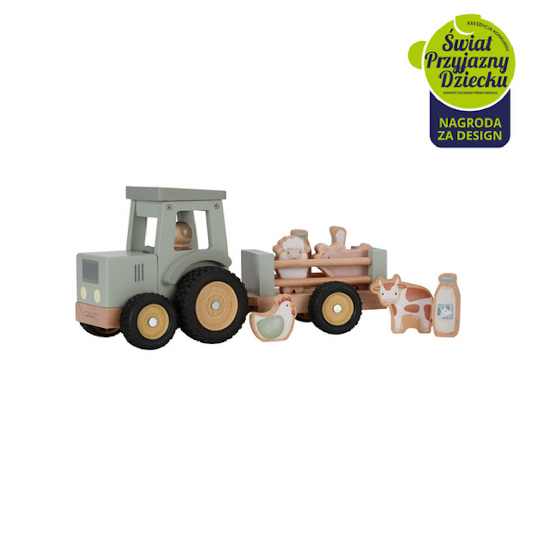 Little Farm - Traktor z Przyczepką - Drewniany Ciągnik - FSC - Little Dutch