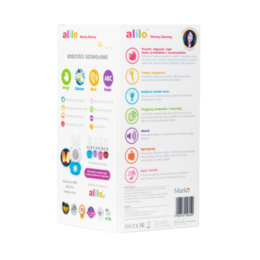 Króliczek Honey Bunny - Jasny Niebieski - Zabawka Edukacyjna - Alilo