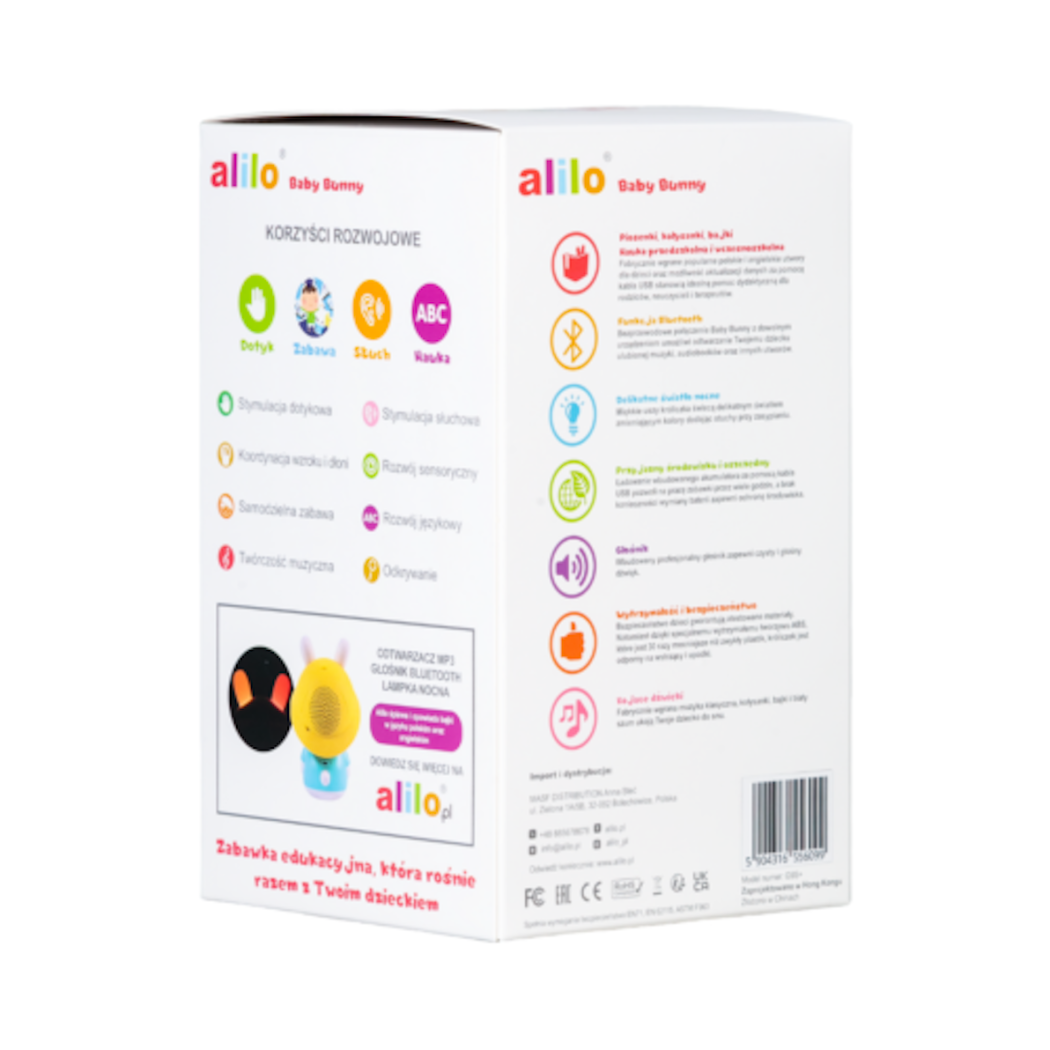 Króliczek Baby Bunny - Niebieski - Zabawka Edukacyjna - Alilo