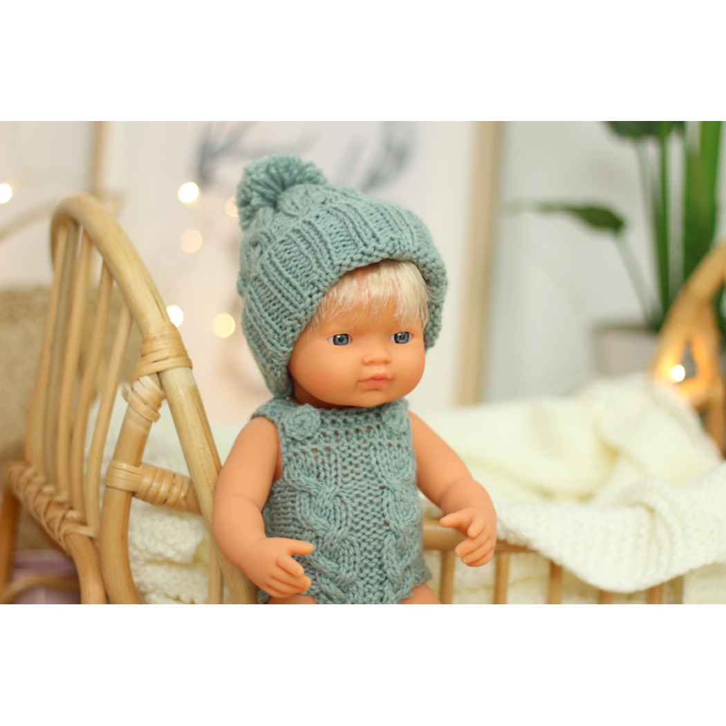 Europejczyk Blond Włosy 38 cm - Lalka Chłopiec Europejczyk Blond Włosy- Miniland Doll - Miniland