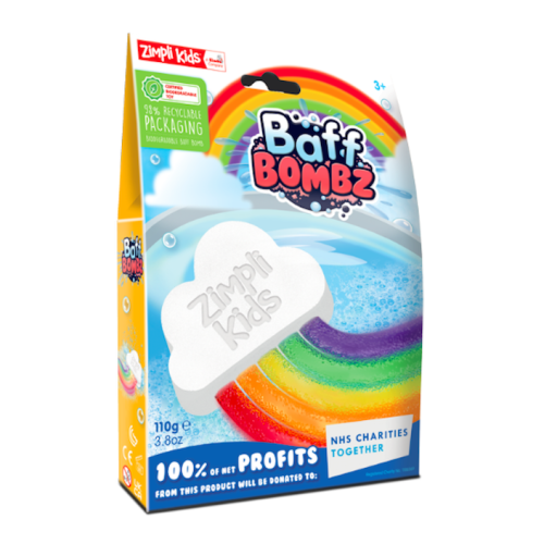 Tęczowa Chmurka do Zabawy w Kąpieli 110 g - Rainbow Baff Bombz 3+ - Zimpli Kids