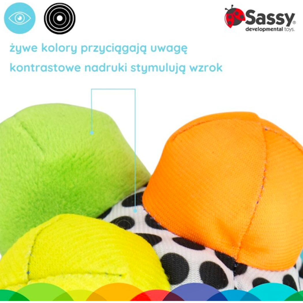 Piłka z Wypustkami - Sensoryczna Zabawka do Wózka - Sassy Baby