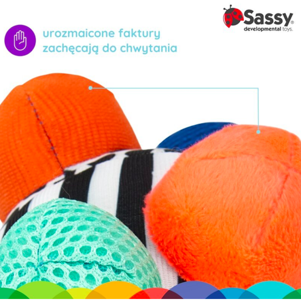 Piłka z Wypustkami - Sensoryczna Zabawka do Wózka - Sassy Baby
