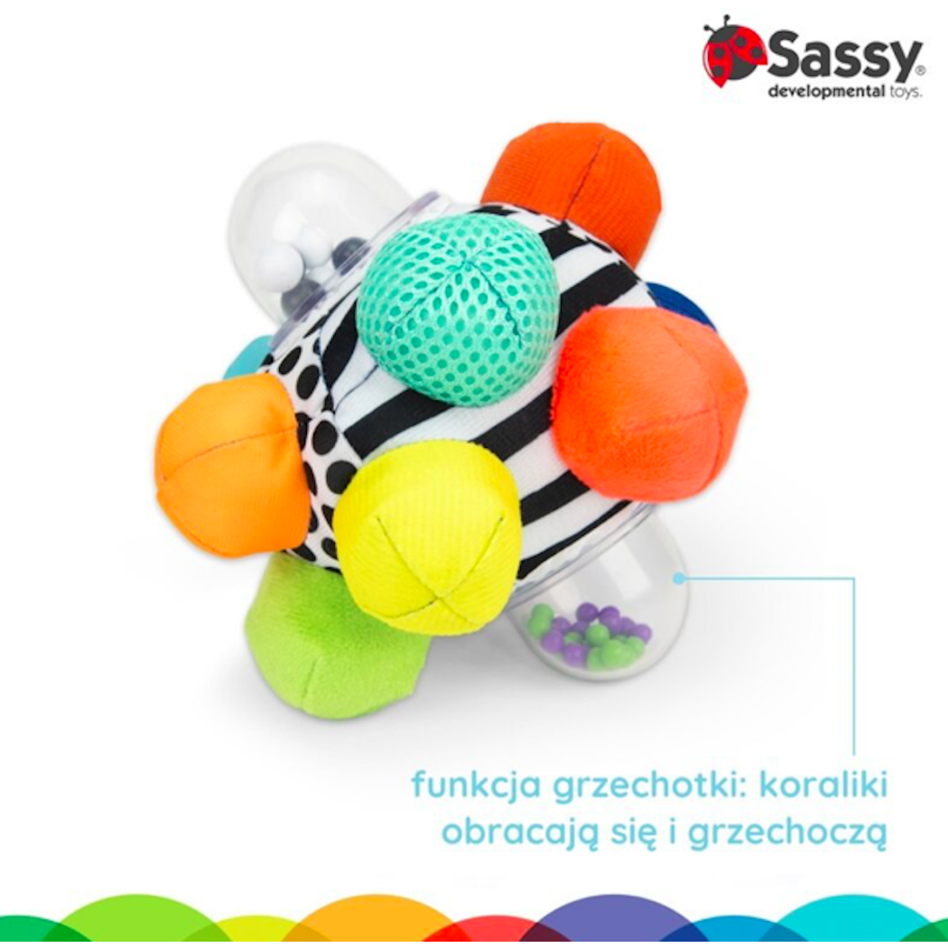 Piłka z Wypustkami - Sensoryczna Zabawka do Wózka - Sassy Baby