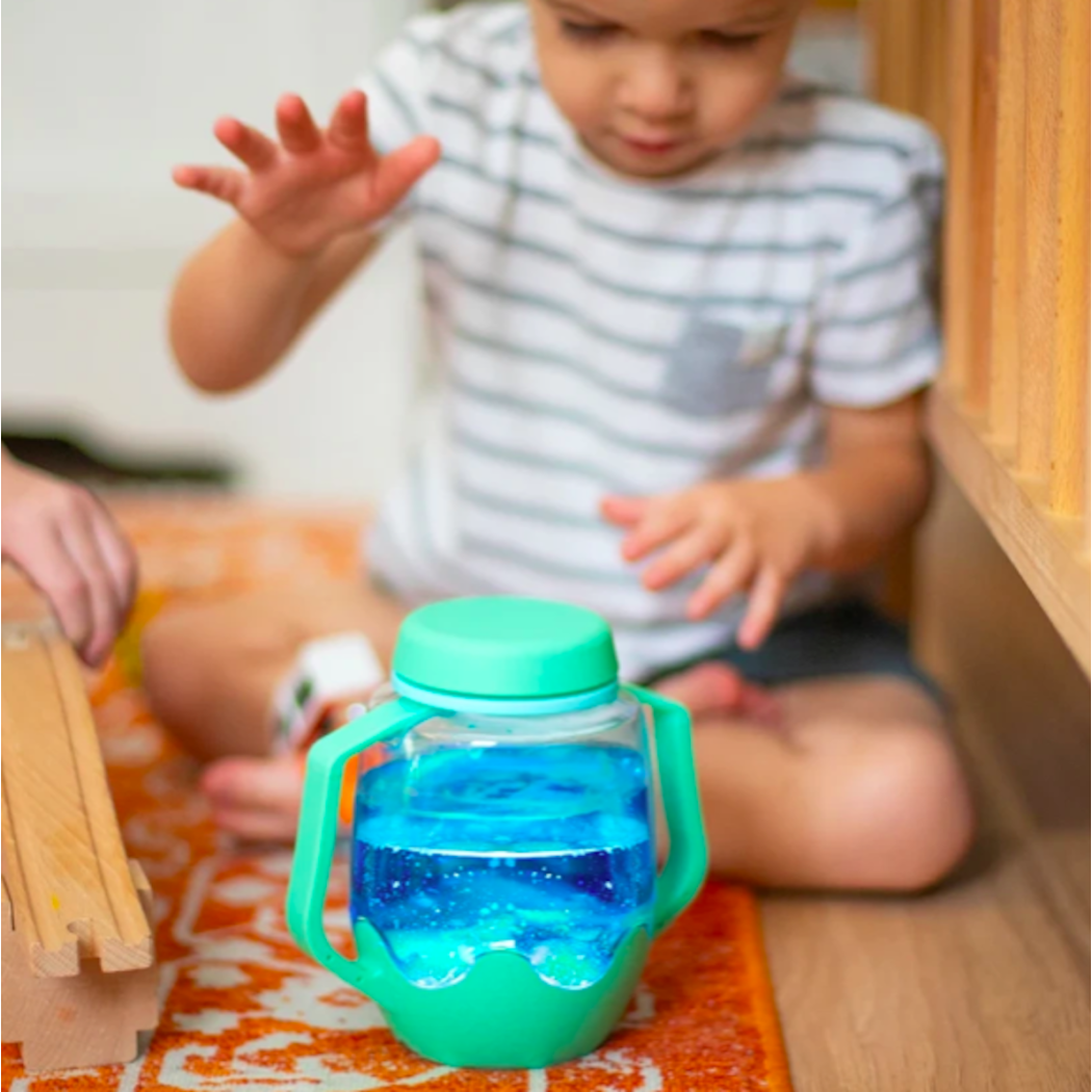 Zielony Słoik Sensoryczny do Napełnienia Wodą - Glo Pals