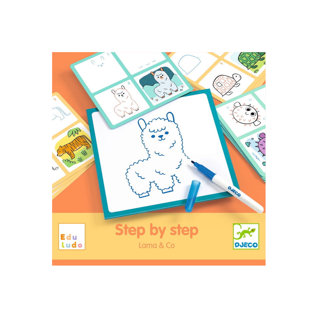 Eduludo - Lama - Karty Do Nauki Rysowania - Krok Po Kroku - Djeco
