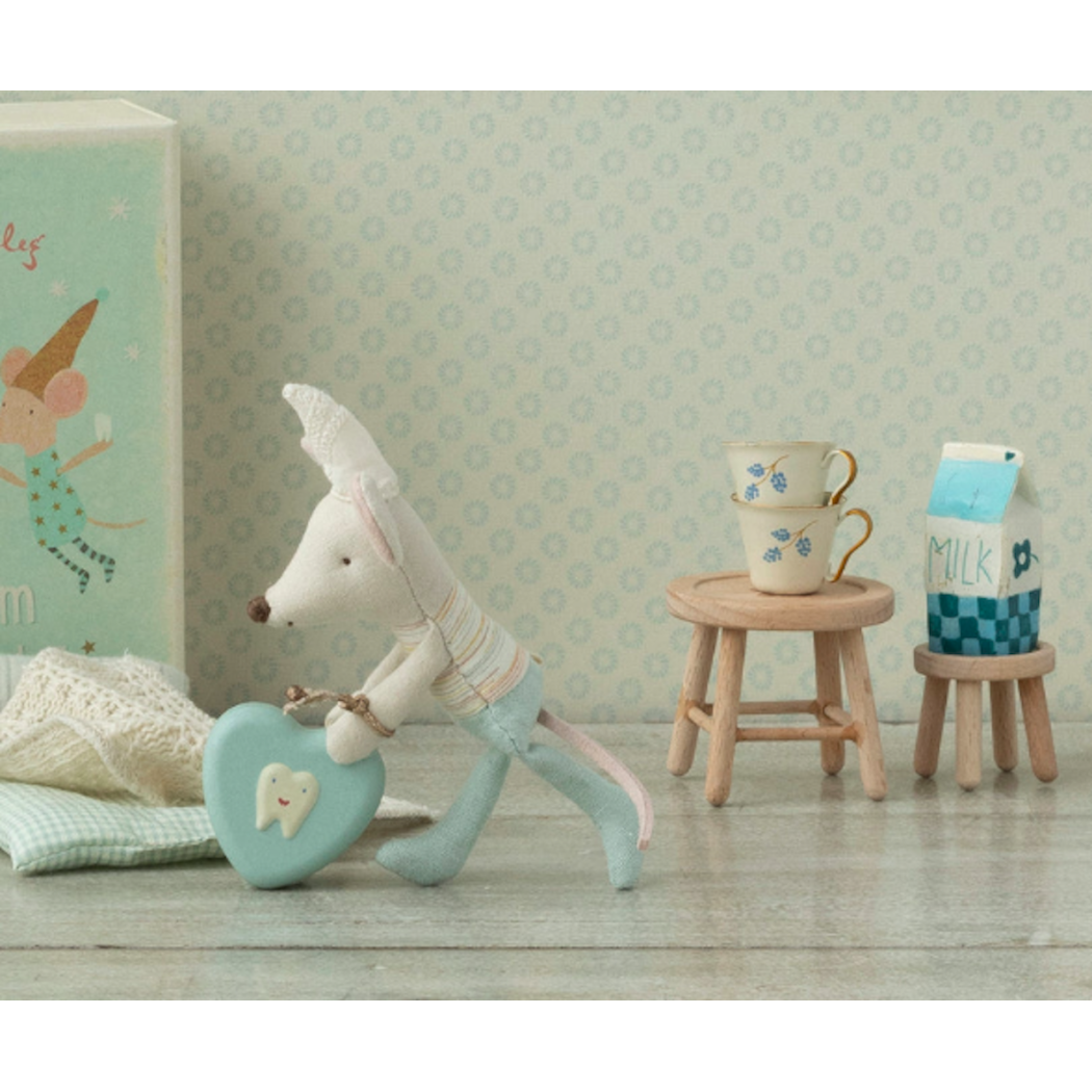 Myszka Wróżka Zębuszka - Tooth Fairy Mouse Blue In Matchbox - Little Brother - Maileg