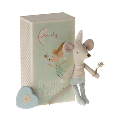 Myszka Wróżka Zębuszka - Tooth Fairy Mouse Blue In Matchbox - Little Brother - Maileg