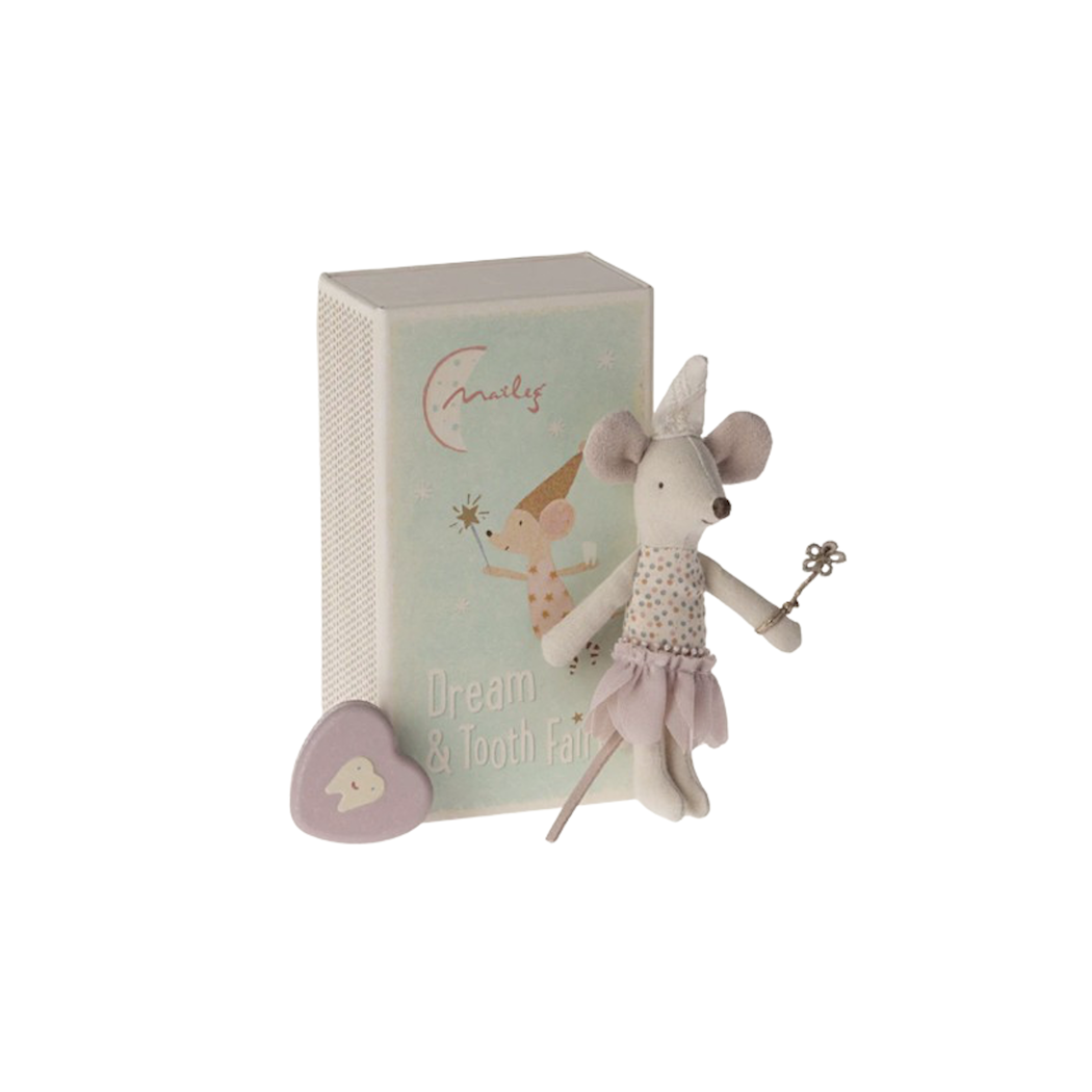 Myszka Wróżka Zębuszka - Tooth Fairy Mouse Rose In Matchbox - Little Sister - Maileg