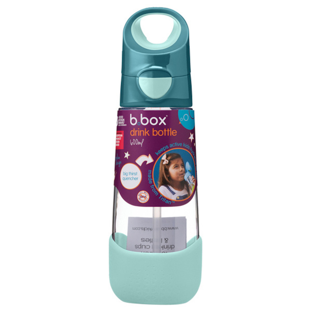 Emerald Forest - Tritanowy Bidon Do Picia - Butelka ze słomką 600 ml  - B.BOX - zielono/ miętowy