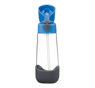 Blue Slate - Tritanowy Bidon Do Picia - Butelka ze słomką 600 ml  - B.BOX - niebiesko/ szary