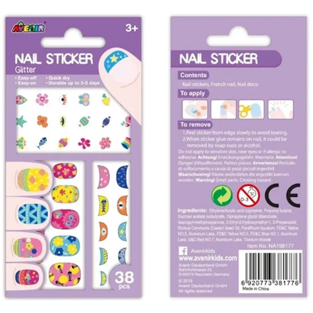 BROKATOWE KWIATY - Naklejki na Paznokcie dla Dzieci - AVENIR