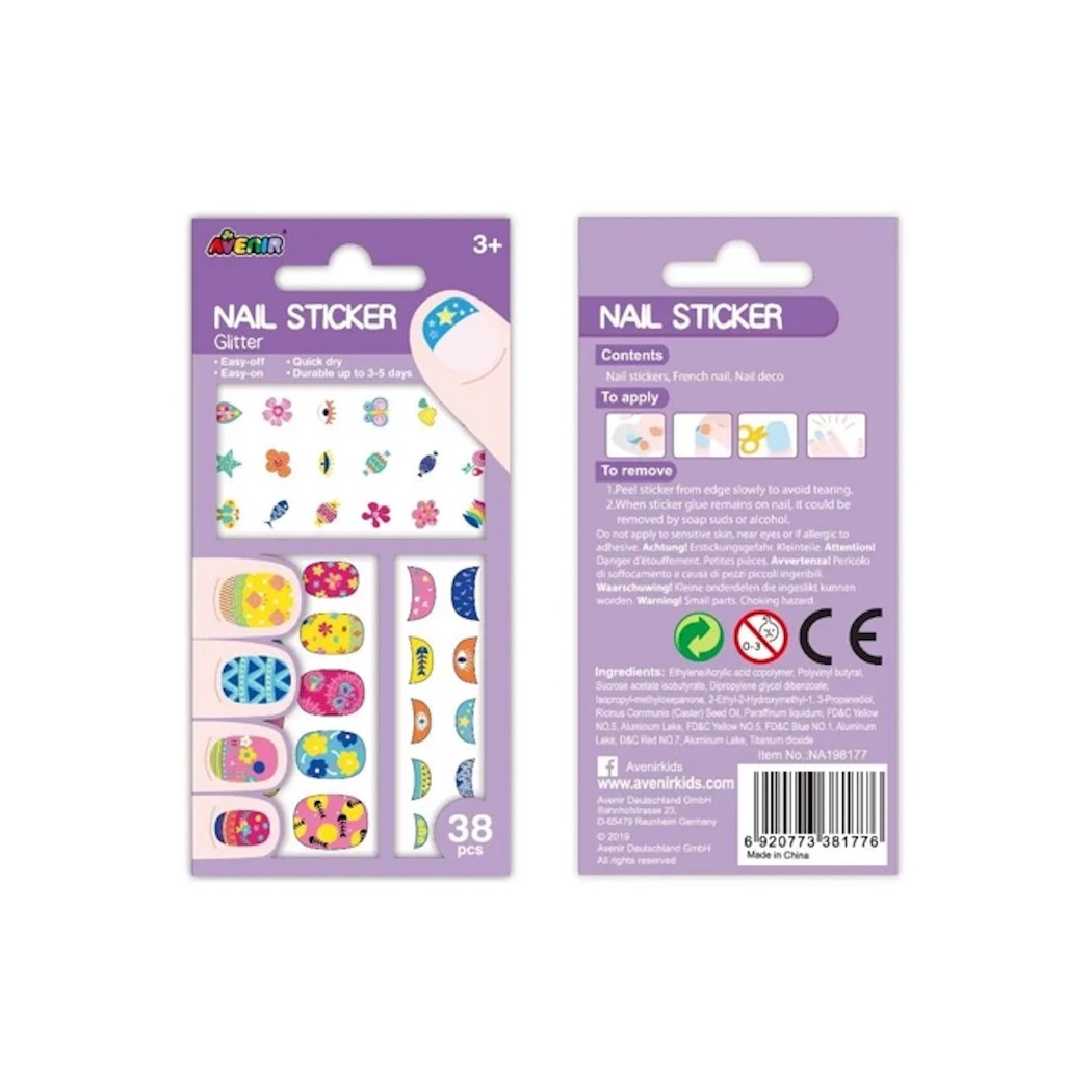 BROKATOWE KWIATY - Naklejki na Paznokcie dla Dzieci - AVENIR