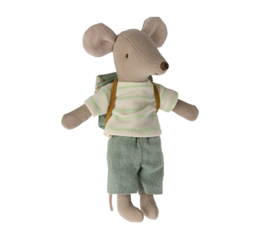 Myszka Rowerzysta Z Zielonym Plecakiem - Tricycle Mouse - Big Brother - Maileg