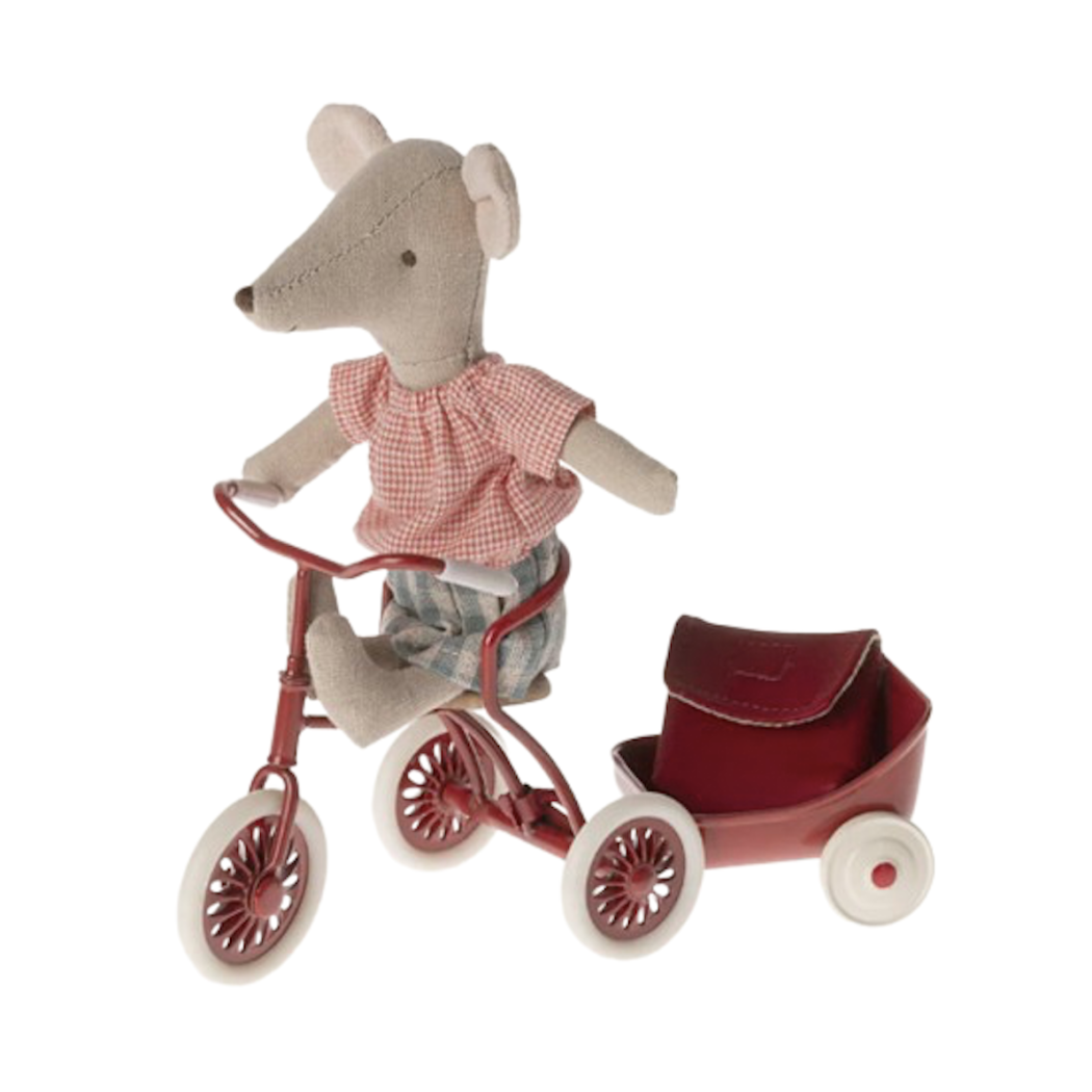 Myszka Rowerzystka - Czerwony Plecak - Tricycle Mouse - Big Sister - Red - Maileg