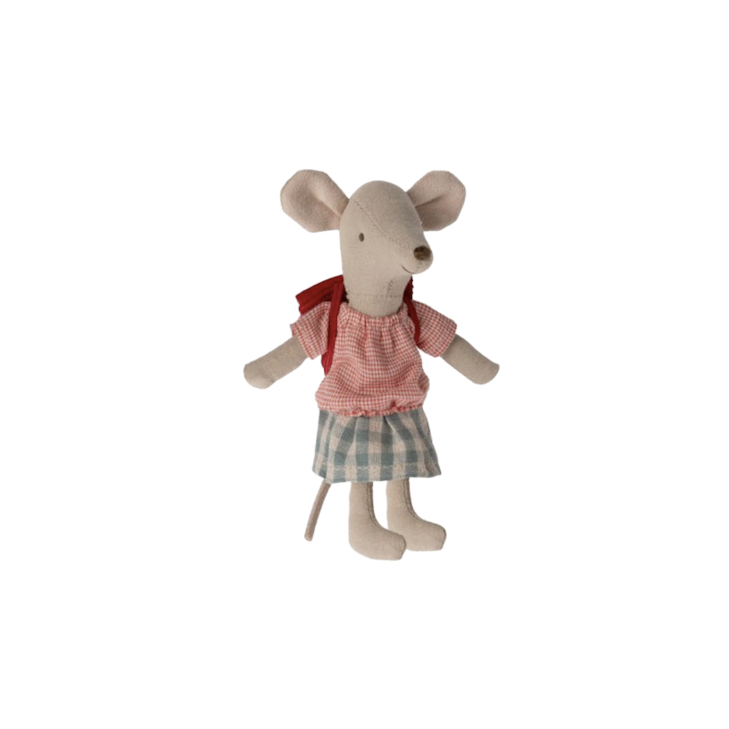 Myszka Rowerzystka - Czerwony Plecak - Tricycle Mouse - Big Sister - Red - Maileg