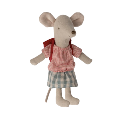 Myszka Rowerzystka - Czerwony Plecak - Tricycle Mouse - Big Sister - Red - Maileg